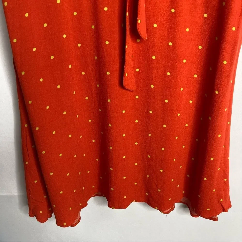 Free People All Yours Mini Dress Polka Dot Flame Red Size 8 Medium